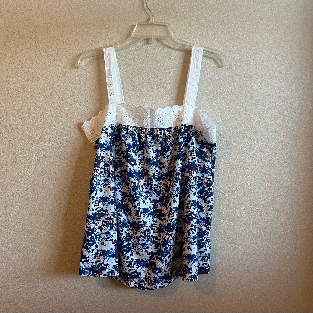 Divided by H&M Sleeveless Tank Top with Eyelet Trim and Button Detail Size 12